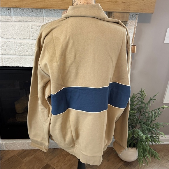 Timberland Beige and Navy Half-Zip Sweatshirt - Picture 2 of 3